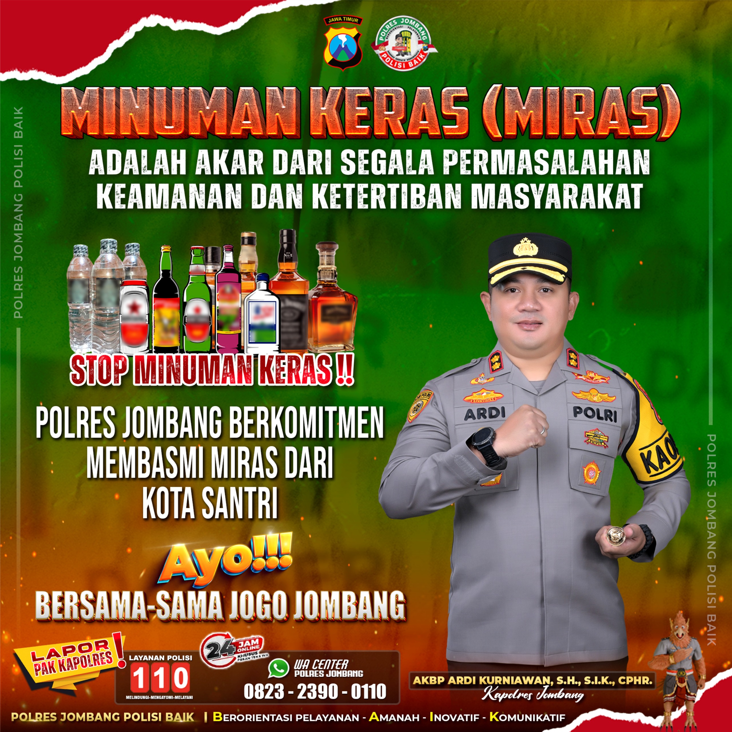 Komitmen Polres Jombang dalam memberantas miras