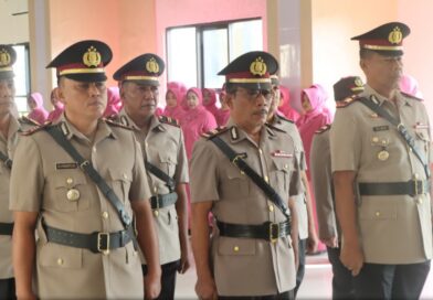 Kapolres Nganjuk Pimpin Sertijab Empat Kapolsek dan Pengukuhan Tiga Pejabat Baru